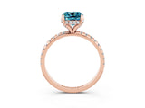 Rose gold Cushion Cut Diamond Solitaire Ring with Four-Prong Setting and Pavé Band_3