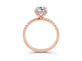 Rose gold Cushion Cut Diamond Solitaire Ring with Four-Prong Setting and Pavé Band_3