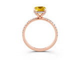 Rose gold Cushion Cut Diamond Solitaire Ring with Four-Prong Setting and Pavé Band_3