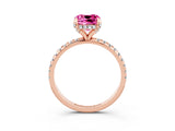 Rose gold Cushion Cut Diamond Solitaire Ring with Four-Prong Setting and Pavé Band_3