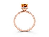 Rose gold Cushion Cut Diamond Solitaire Ring with Four-Prong Setting and Pavé Band_3