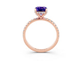 Rose gold Cushion Cut Diamond Solitaire Ring with Four-Prong Setting and Pavé Band_3