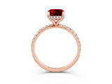 Rose gold Cushion Cut Diamond Solitaire Ring with Four-Prong Setting and Pavé Band_3