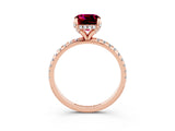 Rose gold Cushion Cut Diamond Solitaire Ring with Four-Prong Setting and Pavé Band_3