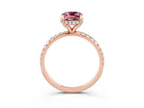 Rose gold Cushion Cut Diamond Solitaire Ring with Four-Prong Setting and Pavé Band_3