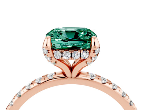 Rose gold Cushion Cut Diamond Solitaire Ring with Four-Prong Setting and Pavé Band_4