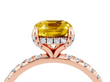 Rose gold Cushion Cut Diamond Solitaire Ring with Four-Prong Setting and Pavé Band_4
