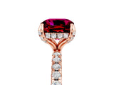 Rose gold Cushion Cut Diamond Solitaire Ring with Four-Prong Setting and Pavé Band_5
