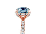 Rose gold Cushion Cut Diamond Solitaire Ring with Four-Prong Setting and Pavé Band_5