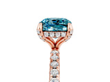 Rose gold Cushion Cut Diamond Solitaire Ring with Four-Prong Setting and Pavé Band_5