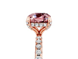 Rose gold Cushion Cut Diamond Solitaire Ring with Four-Prong Setting and Pavé Band_5