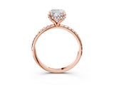 Rose gold Cushion Cut Diamond Solitaire Ring with Four-Prong Setting and Pavé Band_6