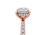 Rose gold Cushion Cut Diamond Solitaire Ring with Four-Prong Setting and Pavé Band_8