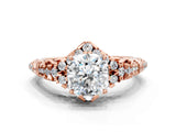 Rose gold Cushion Cut Diamond Solitaire Ring with Hidden Halo and Pavé Band_27