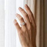 Rose gold Cushion Cut Diamond Solitaire Ring with Micro Pave Band and Prong Setting_12