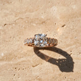 Rose gold Cushion Cut Diamond Solitaire Ring with Micro Pave Band and Prong Setting_15