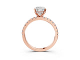 10K Rose Gold 0.27 Carat D VVS2 Round Diamond Solitaire Ring with Round  Pavé Band and Four-Prong Setting