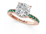 Rose gold Cushion Cut Diamond Solitaire Ring with Pavé Band and Four-Prong Setting_1