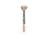 Rose gold Cushion Cut Diamond Solitaire Ring with Pavé Band and Four-Prong Setting_2