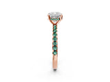 Rose gold Cushion Cut Diamond Solitaire Ring with Pavé Band and Four-Prong Setting_2