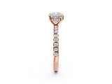Rose gold Cushion Cut Diamond Solitaire Ring with Pavé Band and Four-Prong Setting_2