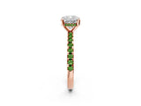 Rose gold Cushion Cut Diamond Solitaire Ring with Pavé Band and Four-Prong Setting_2