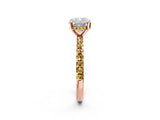 Rose gold Cushion Cut Diamond Solitaire Ring with Pavé Band and Four-Prong Setting_2
