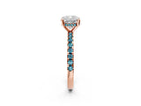 Rose gold Cushion Cut Diamond Solitaire Ring with Pavé Band and Four-Prong Setting_2