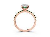 Rose gold Cushion Cut Diamond Solitaire Ring with Pavé Band and Four-Prong Setting_3