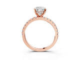 Rose gold Cushion Cut Diamond Solitaire Ring with Pavé Band and Four-Prong Setting_3
