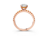 Rose gold Cushion Cut Diamond Solitaire Ring with Pavé Band and Four-Prong Setting_3