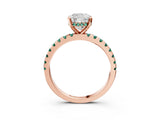 Rose gold Cushion Cut Diamond Solitaire Ring with Pavé Band and Four-Prong Setting_3