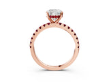 Rose gold Cushion Cut Diamond Solitaire Ring with Pavé Band and Four-Prong Setting_3