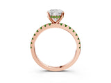 Rose gold Cushion Cut Diamond Solitaire Ring with Pavé Band and Four-Prong Setting_3