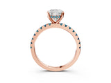 Rose gold Cushion Cut Diamond Solitaire Ring with Pavé Band and Four-Prong Setting_3