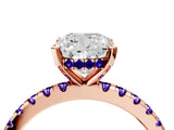 Rose gold Cushion Cut Diamond Solitaire Ring with Pavé Band and Four-Prong Setting_4