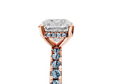 Rose gold Cushion Cut Diamond Solitaire Ring with Pavé Band and Four-Prong Setting_5