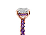 Rose gold Cushion Cut Diamond Solitaire Ring with Pavé Band and Four-Prong Setting_5