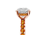 Rose gold Cushion Cut Diamond Solitaire Ring with Pavé Band and Four-Prong Setting_5