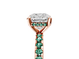 Rose gold Cushion Cut Diamond Solitaire Ring with Pavé Band and Four-Prong Setting_5
