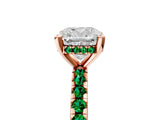 Rose gold Cushion Cut Diamond Solitaire Ring with Pavé Band and Four-Prong Setting_5