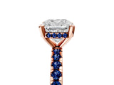 Rose gold Cushion Cut Diamond Solitaire Ring with Pavé Band and Four-Prong Setting_5