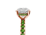 Rose gold Cushion Cut Diamond Solitaire Ring with Pavé Band and Four-Prong Setting_5
