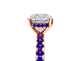 Rose gold Cushion Cut Diamond Solitaire Ring with Pavé Band and Four-Prong Setting_5