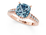 Rose gold Cushion Cut Diamond Solitaire Ring with Pavé Band and Prong Setting_1