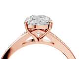 Rose gold Cushion Cut Diamond Solitaire Ring with Pavé Band and Prong Setting_16