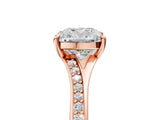 Rose gold Cushion Cut Diamond Solitaire Ring with Pavé Band and Prong Setting_17