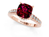 Rose gold Cushion Cut Diamond Solitaire Ring with Pavé Band and Prong Setting_1