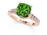 Rose gold Cushion Cut Diamond Solitaire Ring with Pavé Band and Prong Setting_1