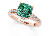 Rose gold Cushion Cut Diamond Solitaire Ring with Pavé Band and Prong Setting_1